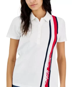 Tommy Hilfiger Women's Signature Stripe Polo Shirt -CeCe cloth-shop 23337712 fpx
