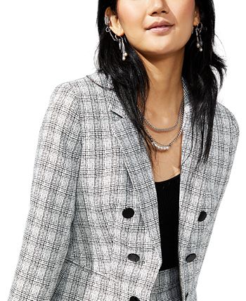 Women's Tweed Faux Double-Breasted Blazer, Created For Macy's Bar III Women's Tweed Faux Double-Breasted Blazer, Created For Macy's -CeCe cloth-shop