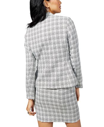 Women's Tweed Faux Double-Breasted Blazer, Created For Macy's Bar III Women's Tweed Faux Double-Breasted Blazer, Created For Macy's -CeCe cloth-shop