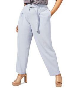 Bar III Plus Size Belted Textured Crepe Pants 9 Bar III Plus Size Belted Textured Crepe Pants -CeCe cloth-shop 23338834 fpx