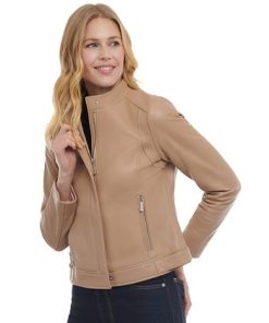 Michael Kors Women's Petite Zip-Front Leather Moto Jacket -CeCe cloth-shop 23350685 fpx