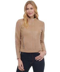 Michael Kors Women's Petite Zip-Front Leather Moto Jacket -CeCe cloth-shop 23350686 fpx