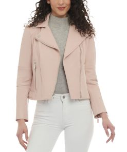 Michael Kors Women's Petite Leather Moto Jacket