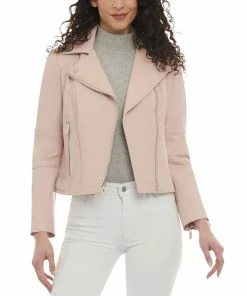 Michael Kors Women's Petite Leather Moto Jacket