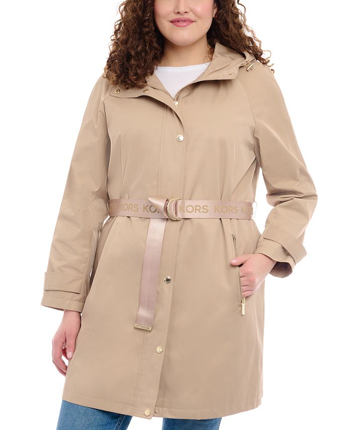 Women's Plus Size Belted Hooded Trench Coat Michael Kors Women's Plus Size Belted Hooded Trench Coat -CeCe cloth-shop