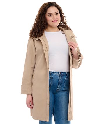 Women's Plus Size Belted Hooded Trench Coat Michael Kors Women's Plus Size Belted Hooded Trench Coat -CeCe cloth-shop