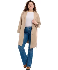 Michael Kors Women's Plus Size Single-Breasted Trench Coat 12 Michael Kors Women's Plus Size Single-Breasted Trench Coat -CeCe cloth-shop 23350826 fpx