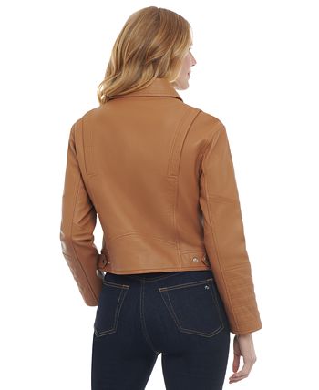 Women's Leather Trucker Jacket Michael Kors Women's Leather Trucker Jacket -CeCe cloth-shop