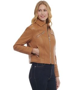 Michael Kors Women's Leather Trucker Jacket 2 Michael Kors Women's Leather Trucker Jacket -CeCe cloth-shop 23350841 fpx