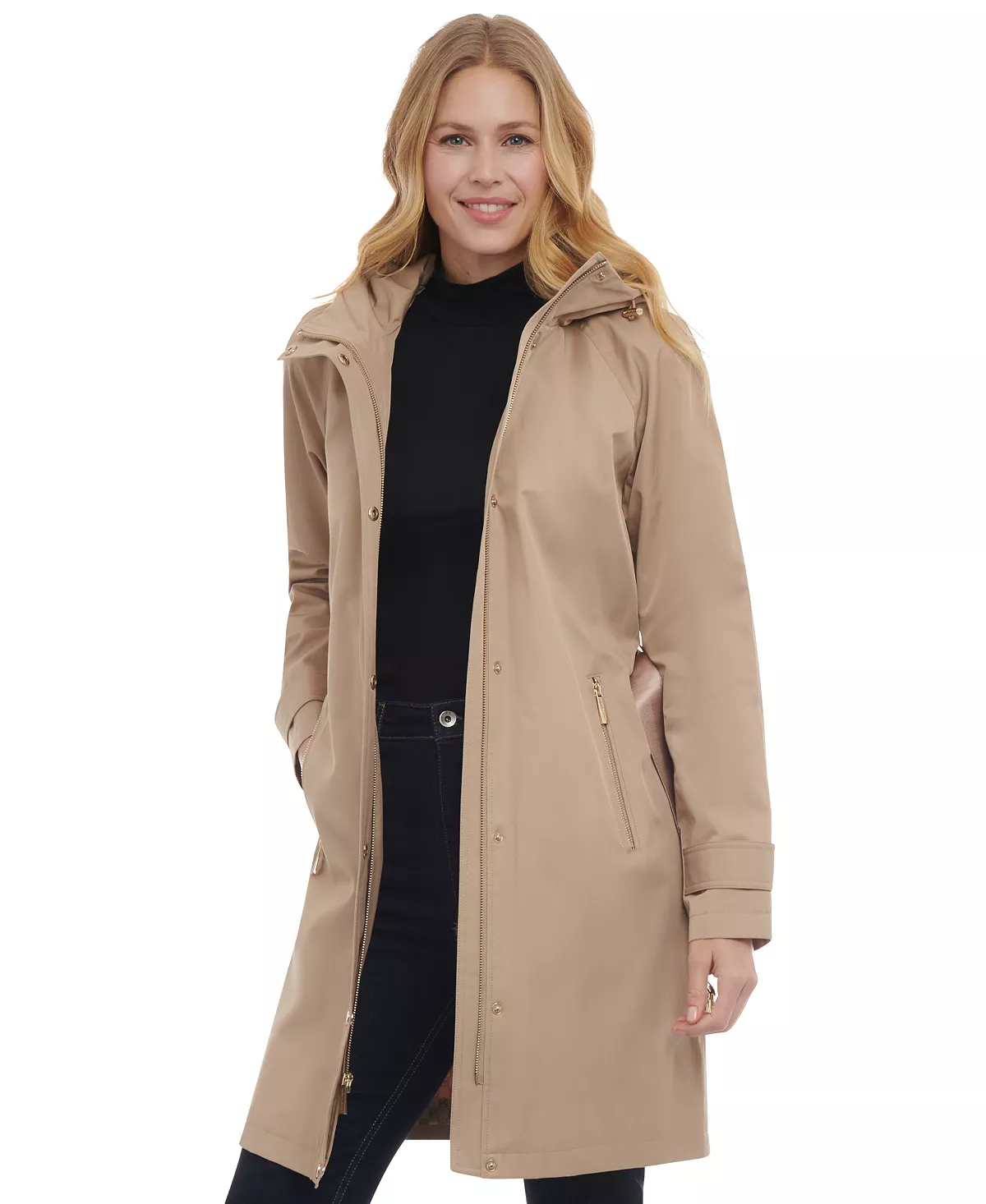 Women's Belted Hooded Trench Coat Michael Kors Women's Belted Hooded Trench Coat -CeCe cloth-shop 23350881 fpx 1