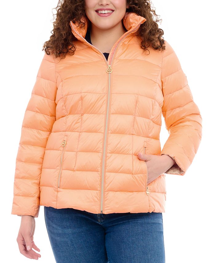 Women's Plus Size Hooded Packable Down Shine Puffer Coat, Created For Macy's Michael Kors Women's Plus Size Hooded Packable Down Shine Puffer Coat, Created For Macy's -CeCe cloth-shop