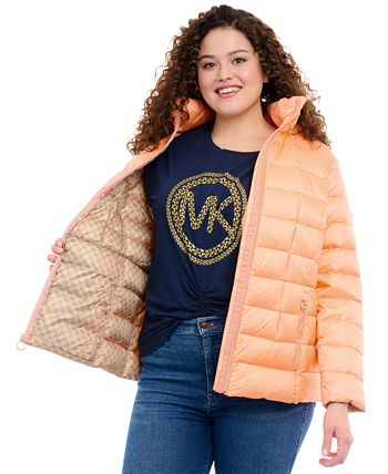 Women's Plus Size Hooded Packable Down Shine Puffer Coat, Created For Macy's Michael Kors Women's Plus Size Hooded Packable Down Shine Puffer Coat, Created For Macy's -CeCe cloth-shop