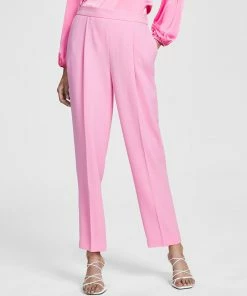 Bar III Women's Textured Crepe Pleated Pull-On Pants, Created For Macy's