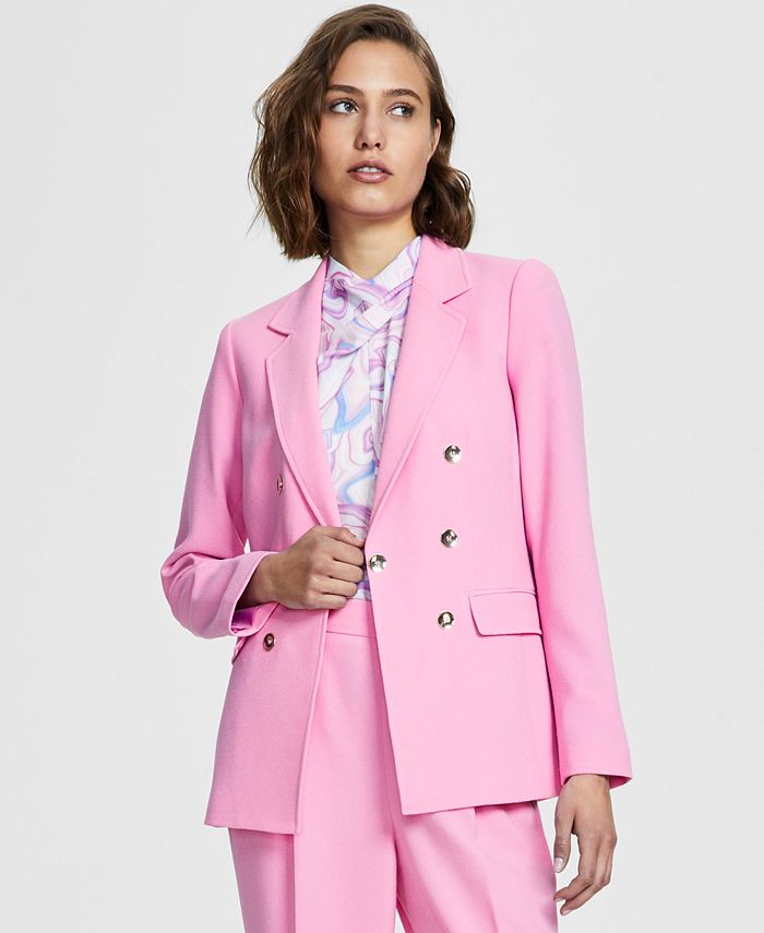Women's Textured-Crepe Button-Front Blazer, Created For Macy's Bar III Women's Textured-Crepe Button-Front Blazer, Created For Macy's -CeCe cloth-shop