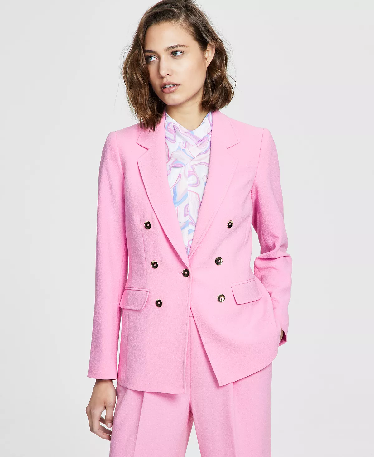 Women's Textured-Crepe Button-Front Blazer, Created For Macy's Bar III Women's Textured-Crepe Button-Front Blazer, Created For Macy's -CeCe cloth-shop