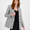 Bar III Women's Mini-Check-Print Faux-Double-Breasted Jacket, Created For Macy's