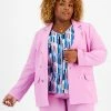 Bar III Plus Size Notched Collar Textured Crepe Jacket, Created For Macy's