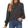 CeCe Women's Polka Dot Bow-Neck Button-Front Top