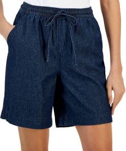Karen Scott Women's Emilia Relaxed Pull-On Denim Shorts, Created For Macy's -CeCe cloth-shop 23367413 fpx
