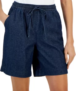 Karen Scott Women's Emilia Relaxed Pull-On Denim Shorts, Created For Macy's -CeCe cloth-shop 23367413 fpx