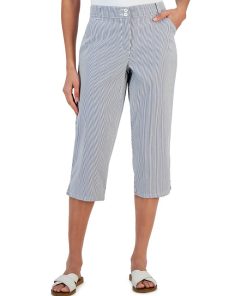 Karen Scott Women's Corded Striped Capri Pants, Created For Macy's