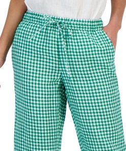 Charter Club Women's Linen Gingham Cropped Pull-On Pants, Created For Macy's 3 Charter Club Women's Linen Gingham Cropped Pull-On Pants, Created For Macy's -CeCe cloth-shop 23379999 fpx