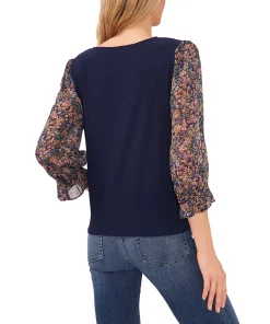 CeCe Women's Lovely Vines Floral Sleeve Knit Top 2 CeCe Women's Lovely Vines Floral Sleeve Knit Top -CeCe cloth-shop 23399592 fpx