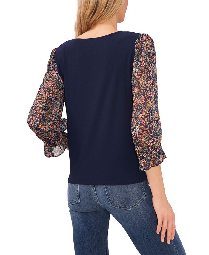 Women's Lovely Vines Floral Sleeve Knit Top CeCe Women's Lovely Vines Floral Sleeve Knit Top -CeCe cloth-shop