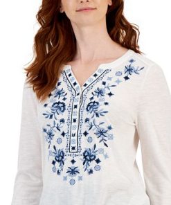 Style & Co Women's Cotton Embroidered Shirt, Created For Macy's 2 Style & Co Women's Cotton Embroidered Shirt, Created For Macy's -CeCe cloth-shop 23412083 fpx