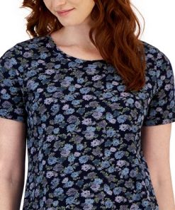 Style & Co Women's Printed Short-Sleeve Scoop-neck T-Shirt, Created For Macy's -CeCe cloth-shop 23412236 fpx