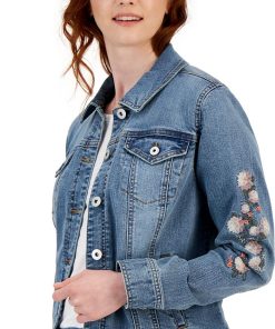 Style & Co Women's Embroidered Denim Jacket, Created For Macy's