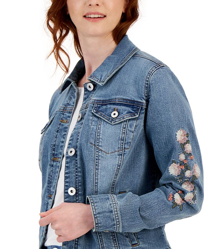 Women's Embroidered Denim Jacket, Created For Macy's Style & Co Women's Embroidered Denim Jacket, Created For Macy's -CeCe cloth-shop