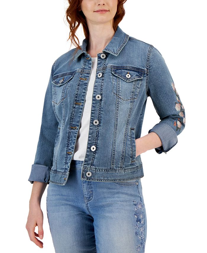 Women's Embroidered Denim Jacket, Created For Macy's Style & Co Women's Embroidered Denim Jacket, Created For Macy's -CeCe cloth-shop