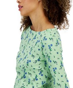 Charter Club Women's Floral Boat-Neck 3/4-Sleeve Top, Created For Macy's 2 Charter Club Women's Floral Boat-Neck 3/4-Sleeve Top, Created For Macy's -CeCe cloth-shop 23431982 fpx