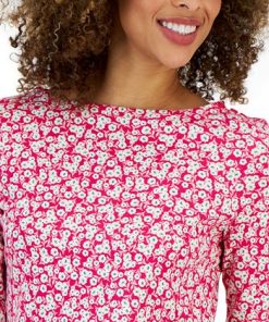 Charter Club Women's Colorblocked Boat-Neck 3/4-Sleeve Top, Created For Macy's -CeCe cloth-shop 23432071 fpx