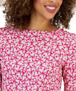 Charter Club Women's Colorblocked Boat-Neck 3/4-Sleeve Top, Created For Macy's -CeCe cloth-shop 23432071 fpx