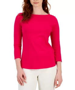 Charter Club Women's Pima Cotton Boat-Neck Top, Created For Macy's -CeCe cloth-shop 23432136 fpx