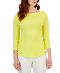Charter Club Women's Pima Cotton Boat-Neck Top, Created For Macy's -CeCe cloth-shop 23432153 fpx