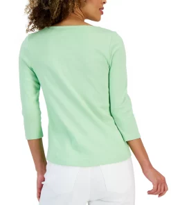 Charter Club Women's Pima Cotton Boat-Neck Top, Created For Macy's -CeCe cloth-shop 23440284 fpx