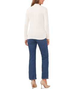 Vince Camuto Women's Solid-Color Ruched Split-Neck Top -CeCe cloth-shop 23441098 fpx