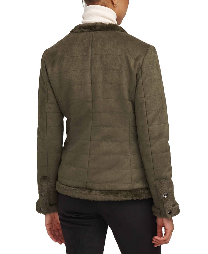 Women's Scuba Faux Suede Quilted Faux-Fur-Trim Jacket Anne Klein Women's Scuba Faux Suede Quilted Faux-Fur-Trim Jacket -CeCe cloth-shop