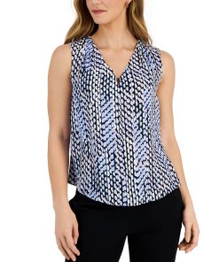 Kasper Women's Printed Sleeveless V-Neck Shell Top