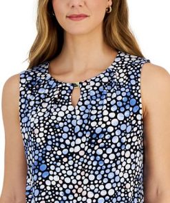 Kasper Women's Dot Print Hardware-Detail Sleeveless Top -CeCe cloth-shop 23443412 fpx