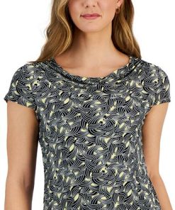 Kasper Women's Geometric-Print Cowlneck Sleeveless Top -CeCe cloth-shop 23443422 fpx