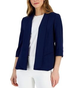 Kasper Women's Shawl-Collar Open-Front Cuffed-Sleeve Blazer