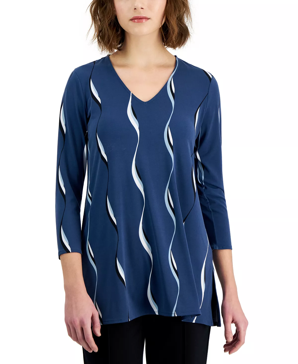 Women's Printed 3/4-Sleeve V-Neck Tunic Top, Created For Macy's Alfani Women's Printed 3/4-Sleeve V-Neck Tunic Top, Created For Macy's -CeCe cloth-shop