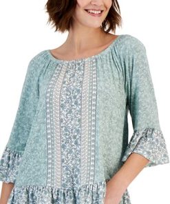 Style & Co Women's Printed On Off Knit Top, Created For Macy's -CeCe cloth-shop 23444446 fpx