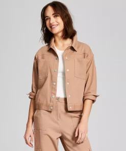 And Now This Women's Drop Shoulder Cargo Jacket 9 And Now This Women's Drop Shoulder Cargo Jacket -CeCe cloth-shop 23454747 fpx