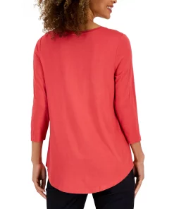 JM Collection 3/4-Sleeve Solid Tunic Top, Created For Macy's 12 JM Collection 3/4-Sleeve Solid Tunic Top, Created For Macy's -CeCe cloth-shop 23480511 fpx