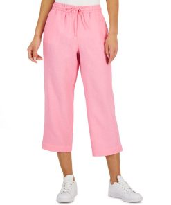 Charter Club Women's Linen Capri Tie-Waist Pants, Created For Macy's